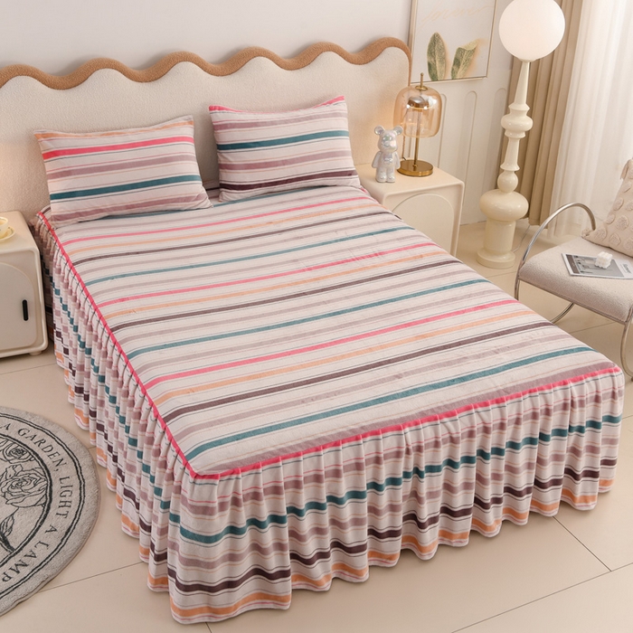 圣楚 2025新款牛奶绒印花床裙三件套 匆匆那年