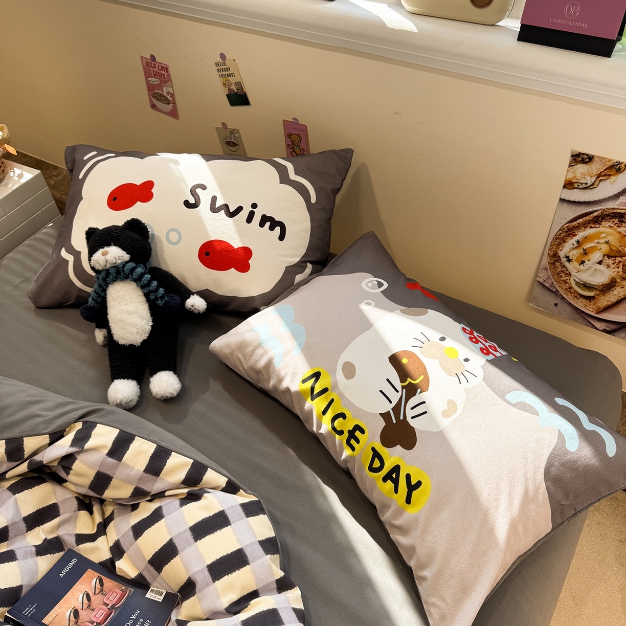 91家纺网 家纺一手货源 找家纺 （总）珺柔家纺 2025新款数码印花枕套全棉磨毛毛巾绣卡通四件套