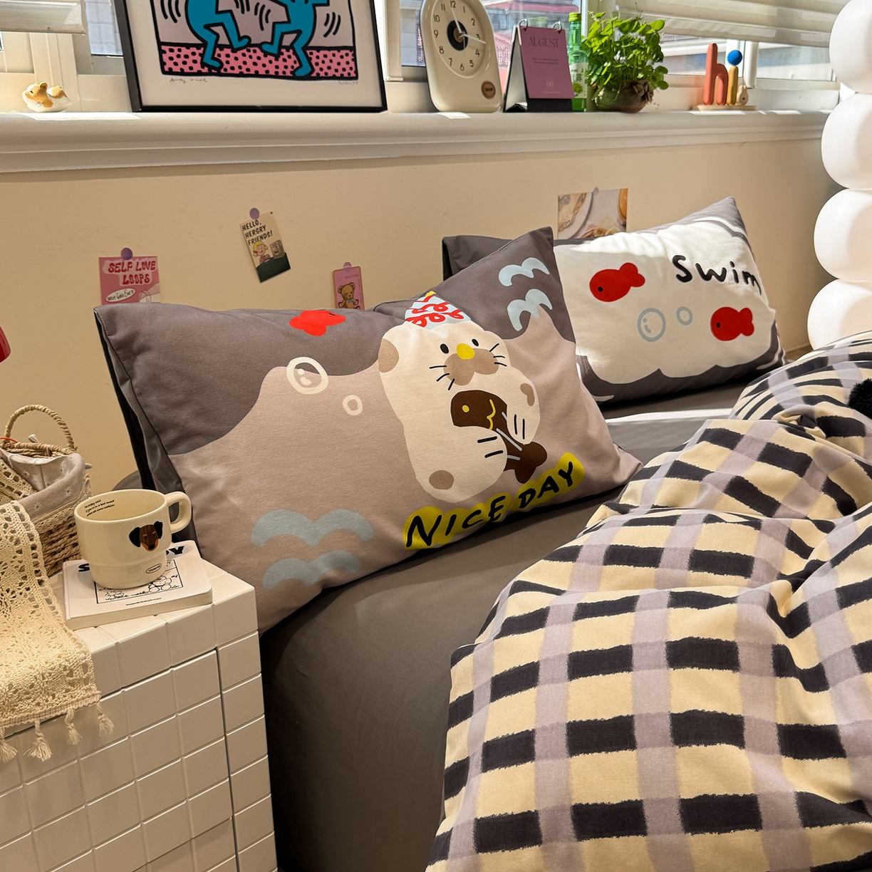 91家纺网 家纺一手货源 找家纺 （总）珺柔家纺 2025新款数码印花枕套全棉磨毛毛巾绣卡通四件套