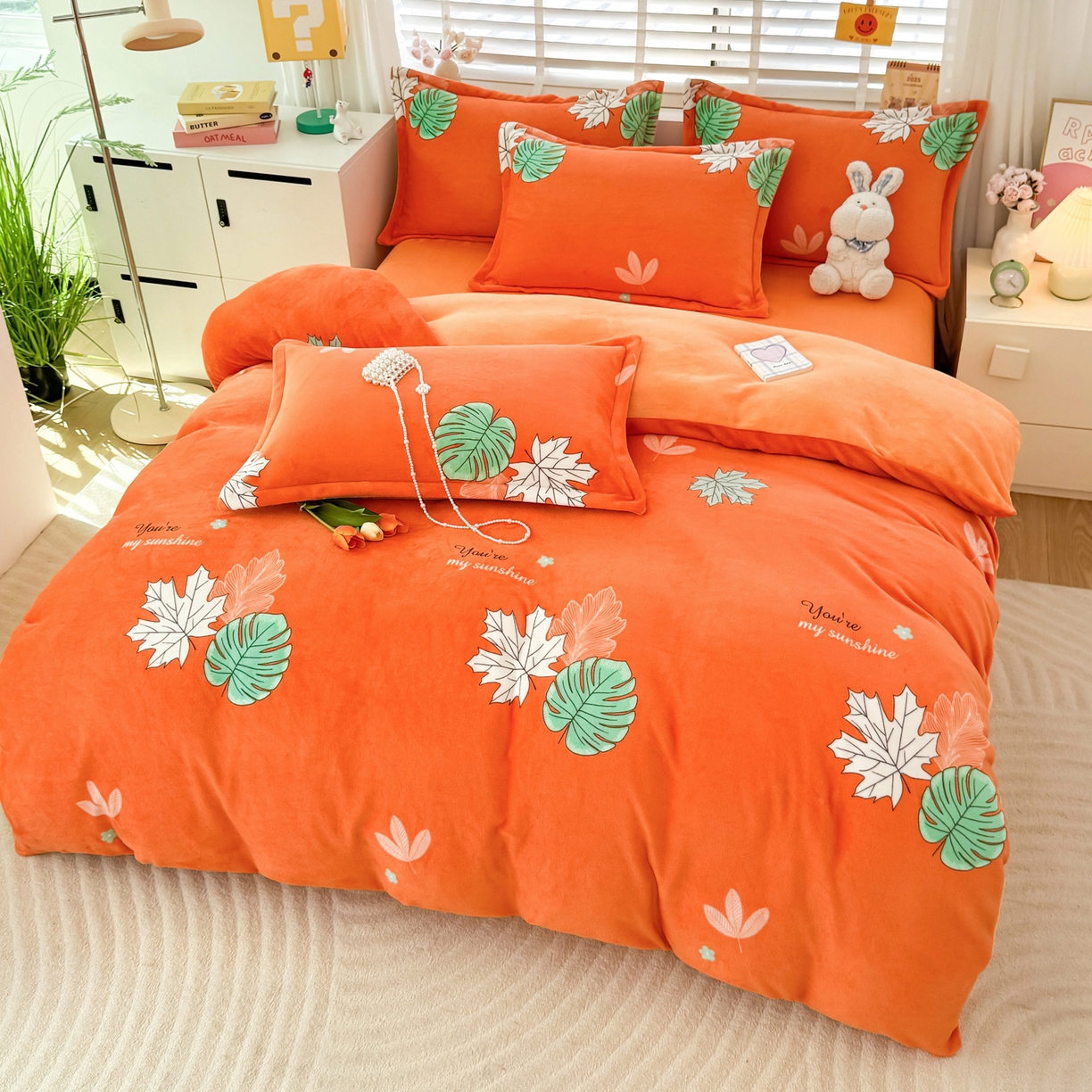 91家纺网 家纺一手货源 找家纺 肖恩毯业 2025新款印花牛奶绒四件套 春晓