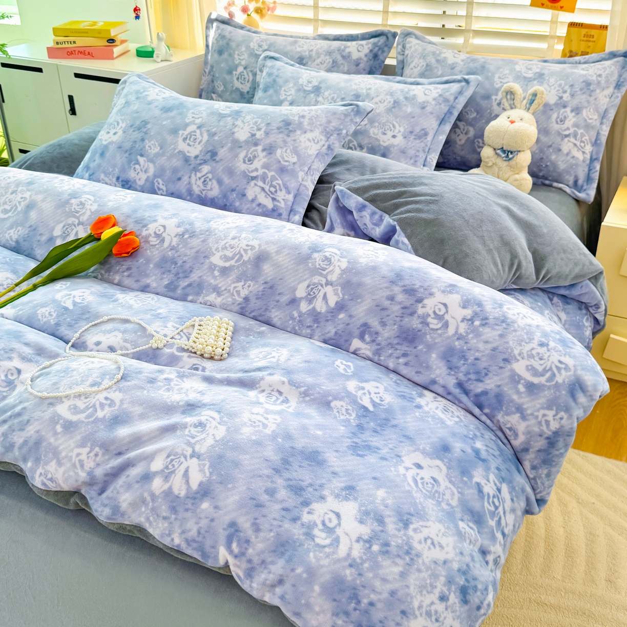 91家纺网 家纺一手货源 找家纺 肖恩毯业 2025新款印花牛奶绒四件套 江南