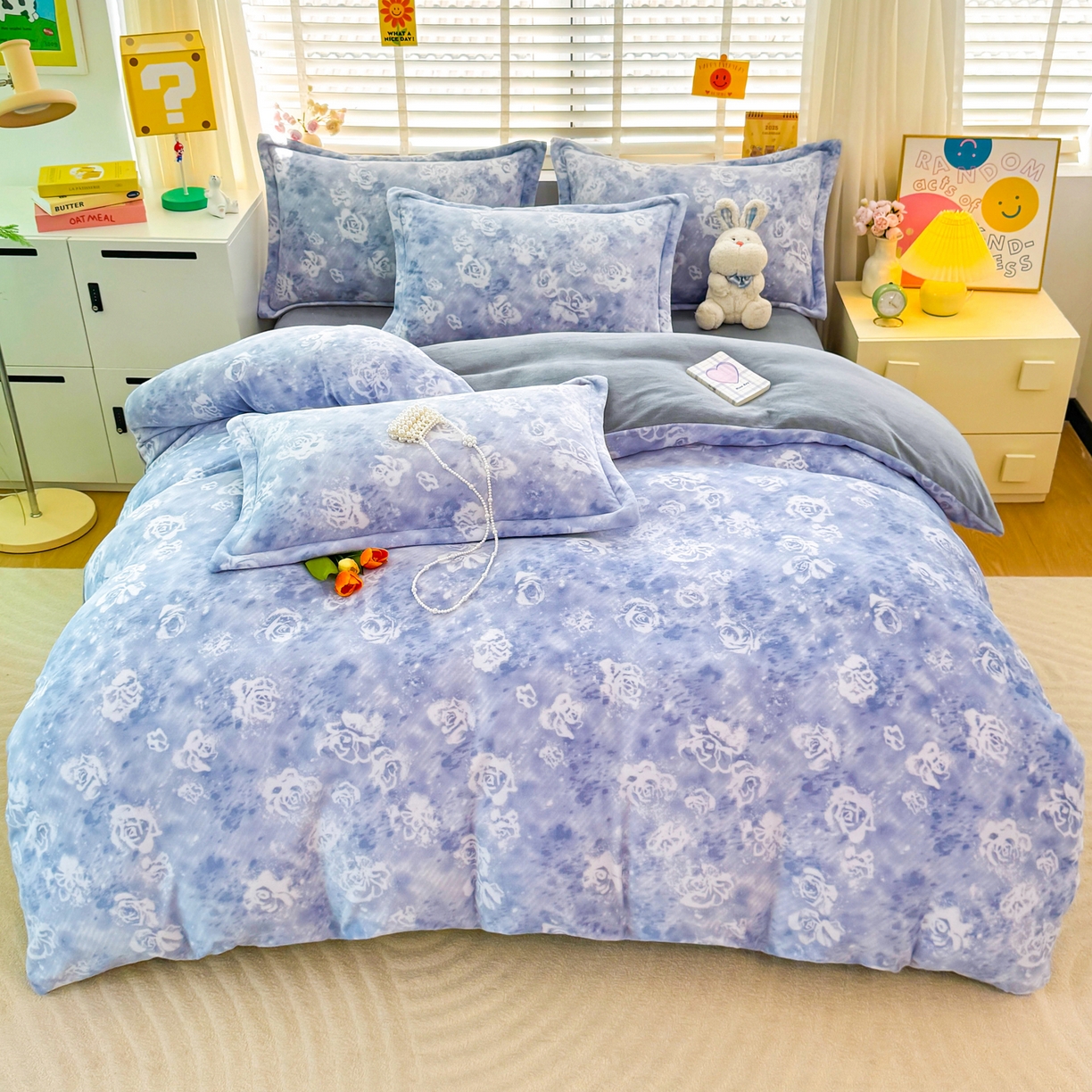 91家纺网 家纺一手货源 找家纺 肖恩毯业 2025新款印花牛奶绒四件套 江南