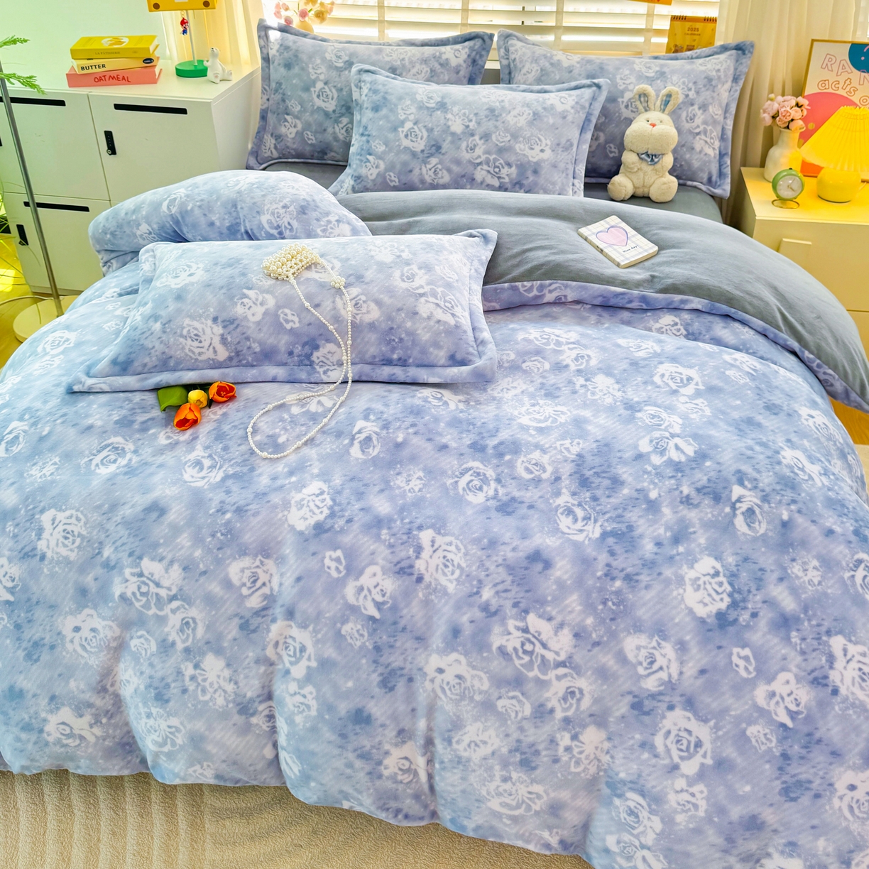 91家纺网 家纺一手货源 找家纺 肖恩毯业 2025新款印花牛奶绒四件套 江南