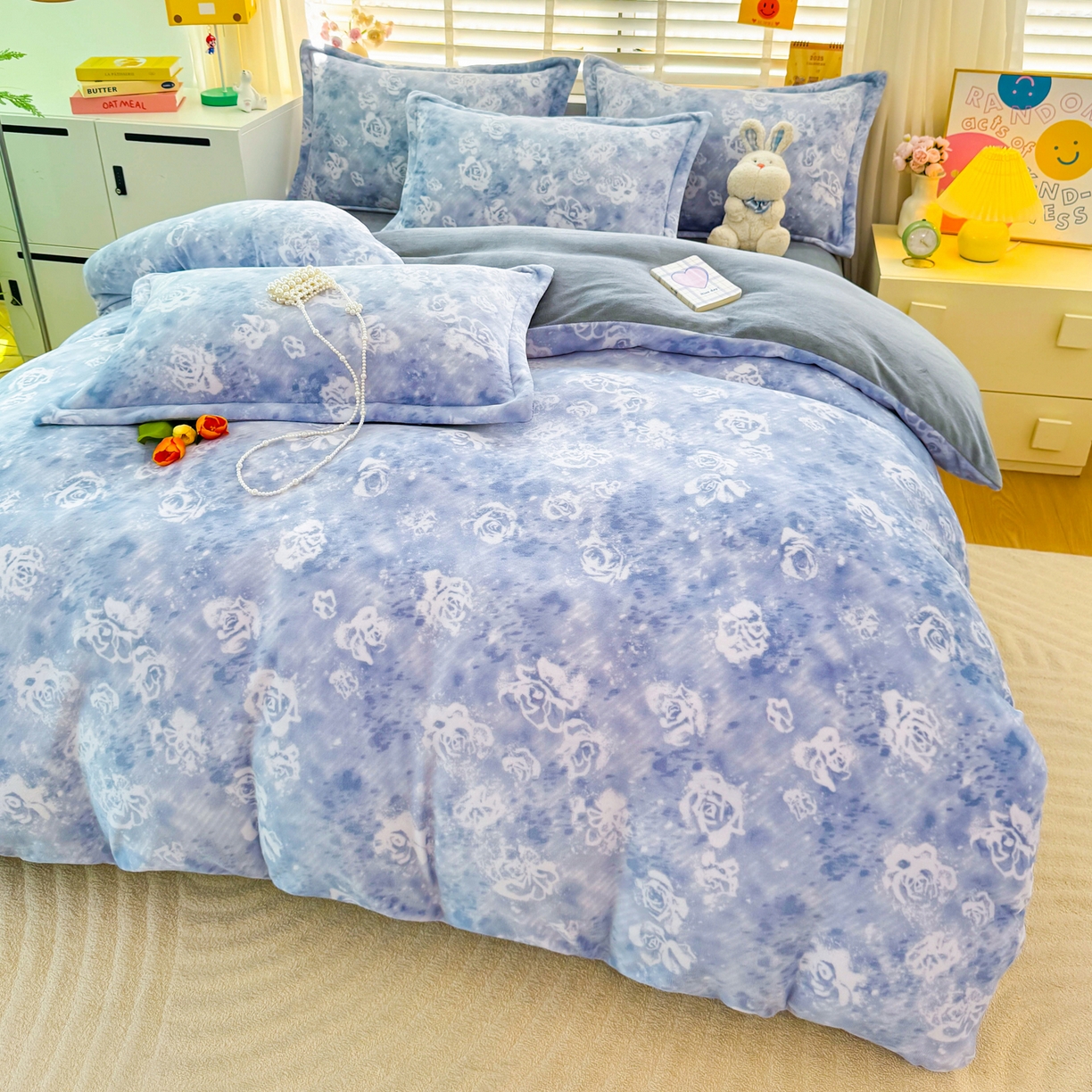 91家纺网 家纺一手货源 找家纺 肖恩毯业 2025新款印花牛奶绒四件套 江南