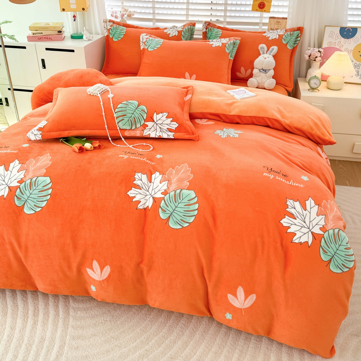 91家纺网 家纺一手货源 找家纺 肖恩毯业 2025新款印花牛奶绒四件套 春晓