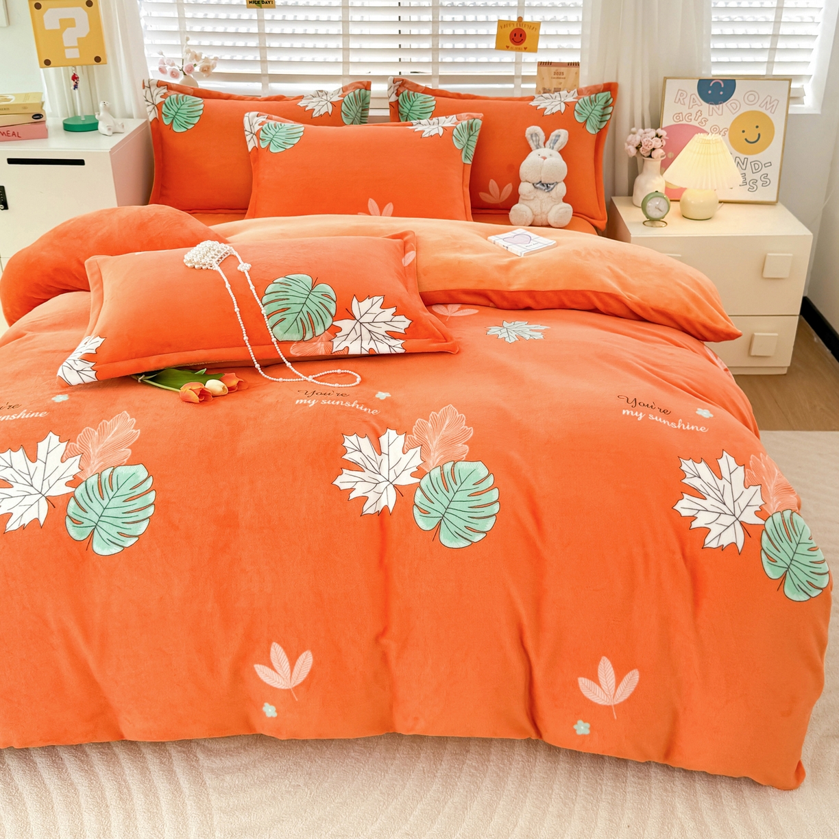 91家纺网 家纺一手货源 找家纺 肖恩毯业 2025新款印花牛奶绒四件套 春晓