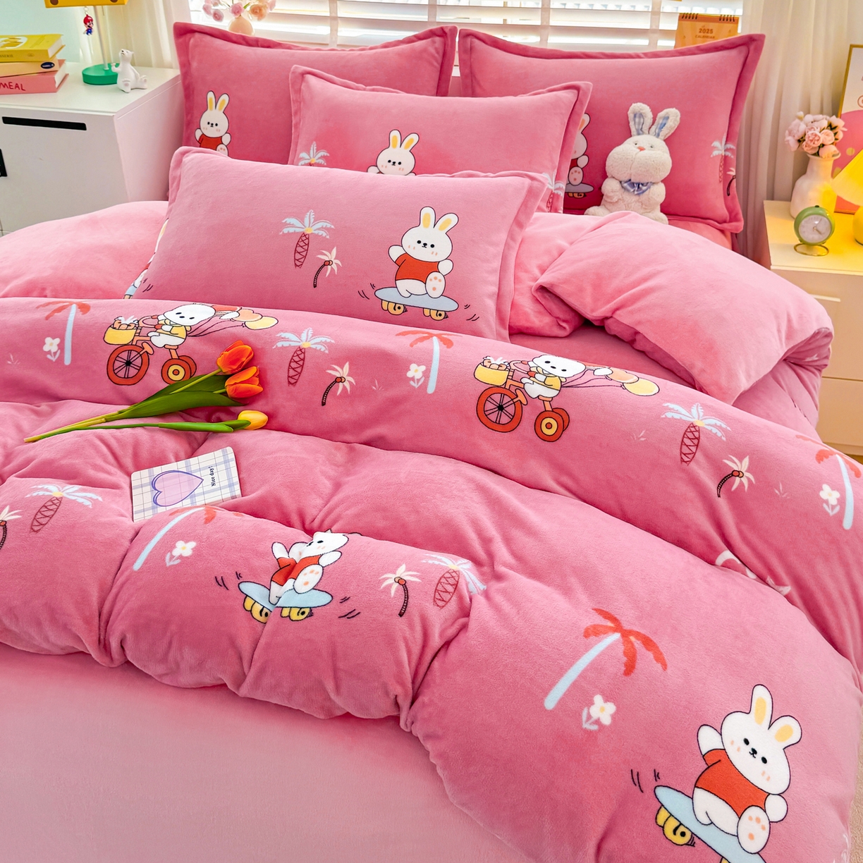 91家纺网 家纺一手货源 找家纺 肖恩毯业 2025新款印花牛奶绒四件套 萌宠