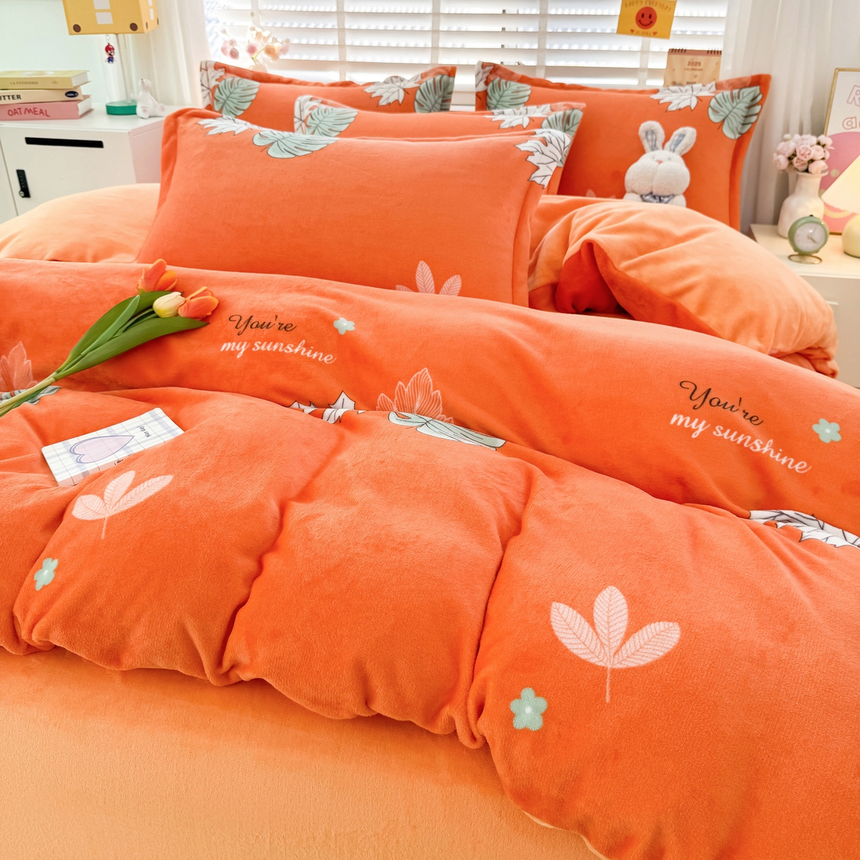 91家纺网 家纺一手货源 找家纺 肖恩毯业 2025新款印花牛奶绒四件套 春晓