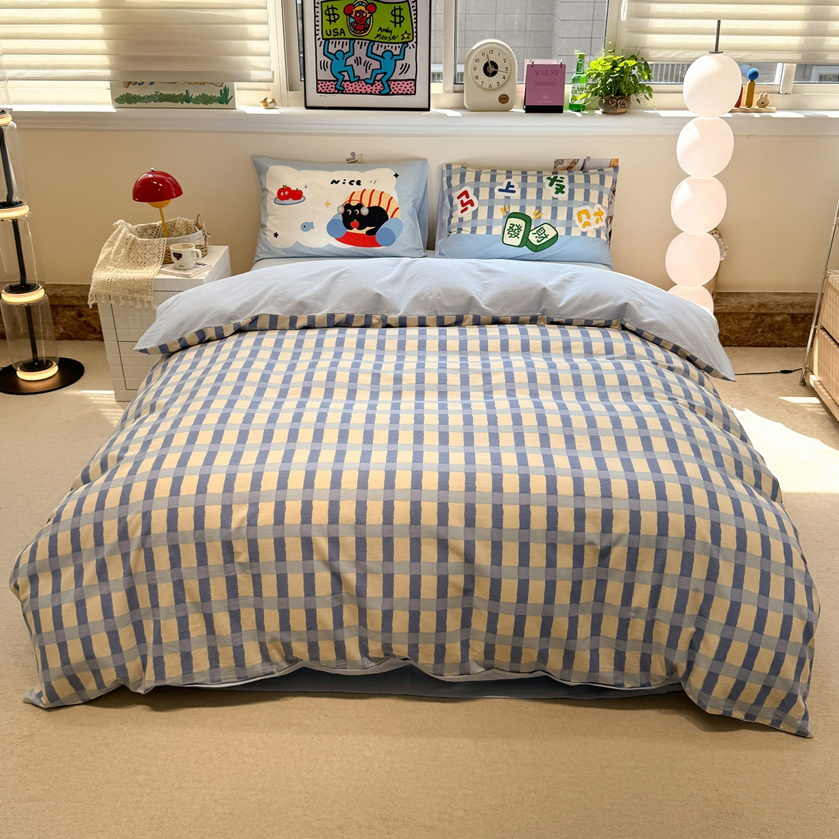 91家纺网 家纺一手货源 找家纺 珺柔家纺 2025新款数码印花枕套全棉磨毛毛巾绣卡通四件套 马上发财