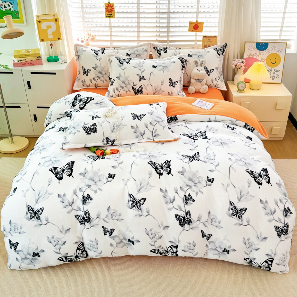 91家纺网 家纺一手货源 找家纺 肖恩毯业 2025新款印花牛奶绒四件套 蝶恋