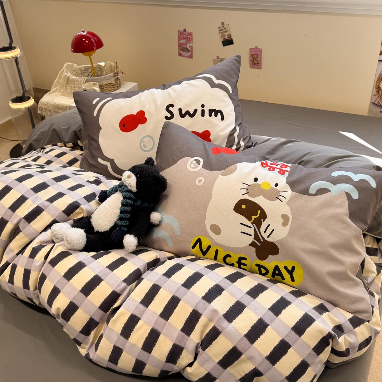 91家纺网 家纺一手货源 找家纺 珺柔家纺 2025新款数码印花枕套全棉磨毛毛巾绣卡通四件套 海底世界