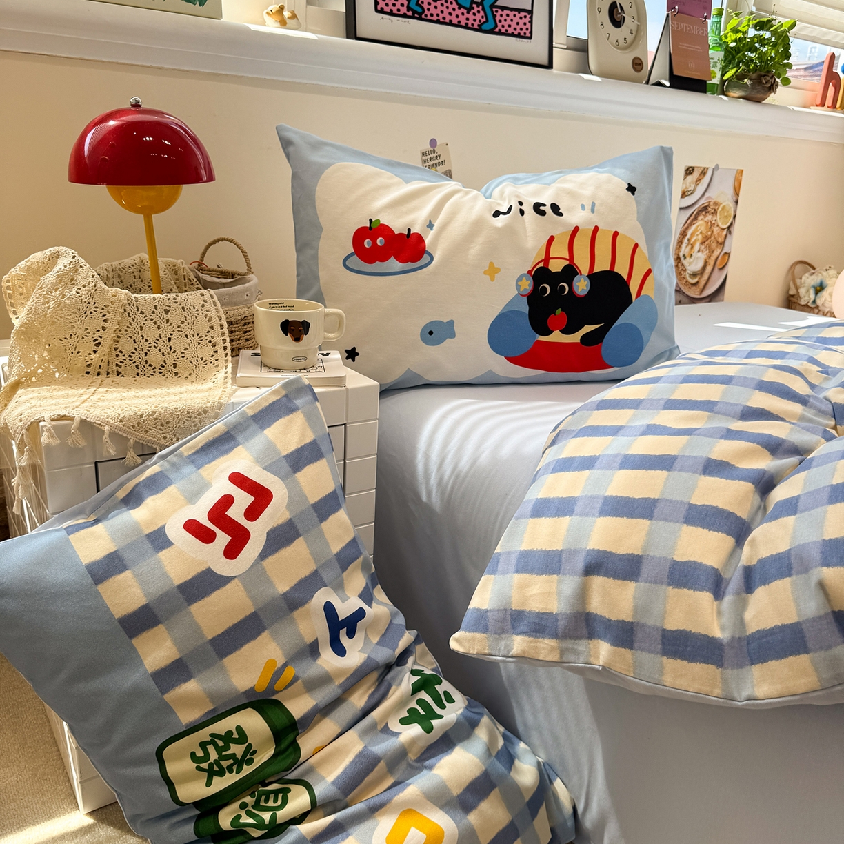 91家纺网 家纺一手货源 找家纺 珺柔家纺 2025新款数码印花枕套全棉磨毛毛巾绣卡通四件套 马上发财