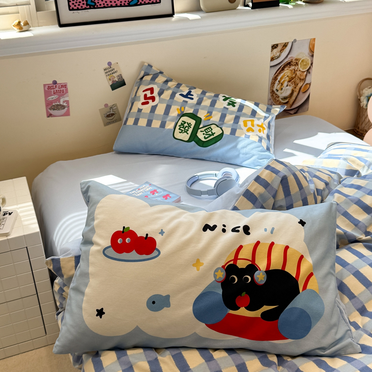 91家纺网 家纺一手货源 找家纺 珺柔家纺 2025新款数码印花枕套全棉磨毛毛巾绣卡通四件套 马上发财