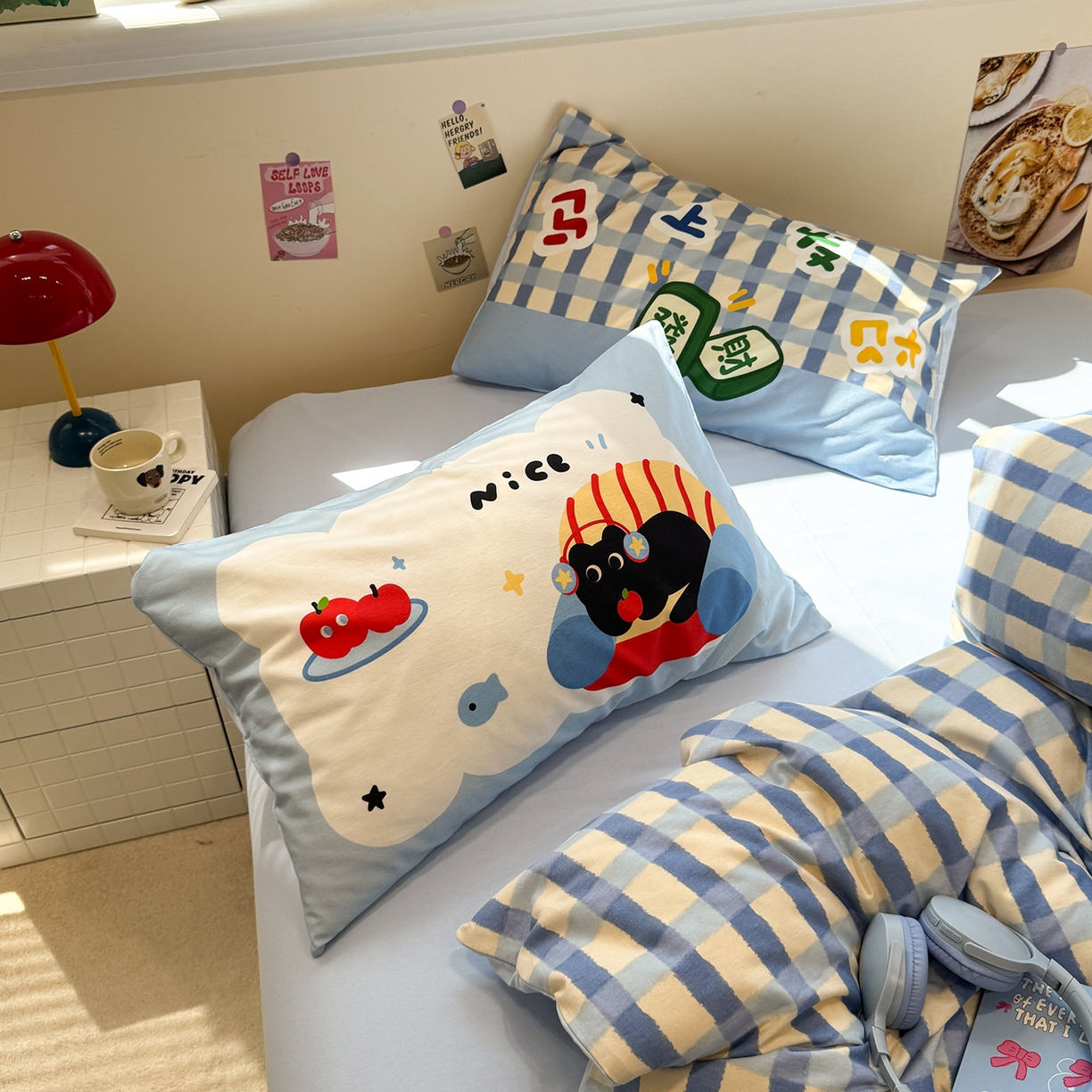 91家纺网 家纺一手货源 找家纺 珺柔家纺 2025新款数码印花枕套全棉磨毛毛巾绣卡通四件套 马上发财