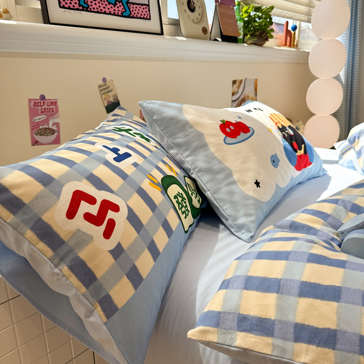 91家纺网 家纺一手货源 找家纺 珺柔家纺 2025新款数码印花枕套全棉磨毛毛巾绣卡通四件套 马上发财