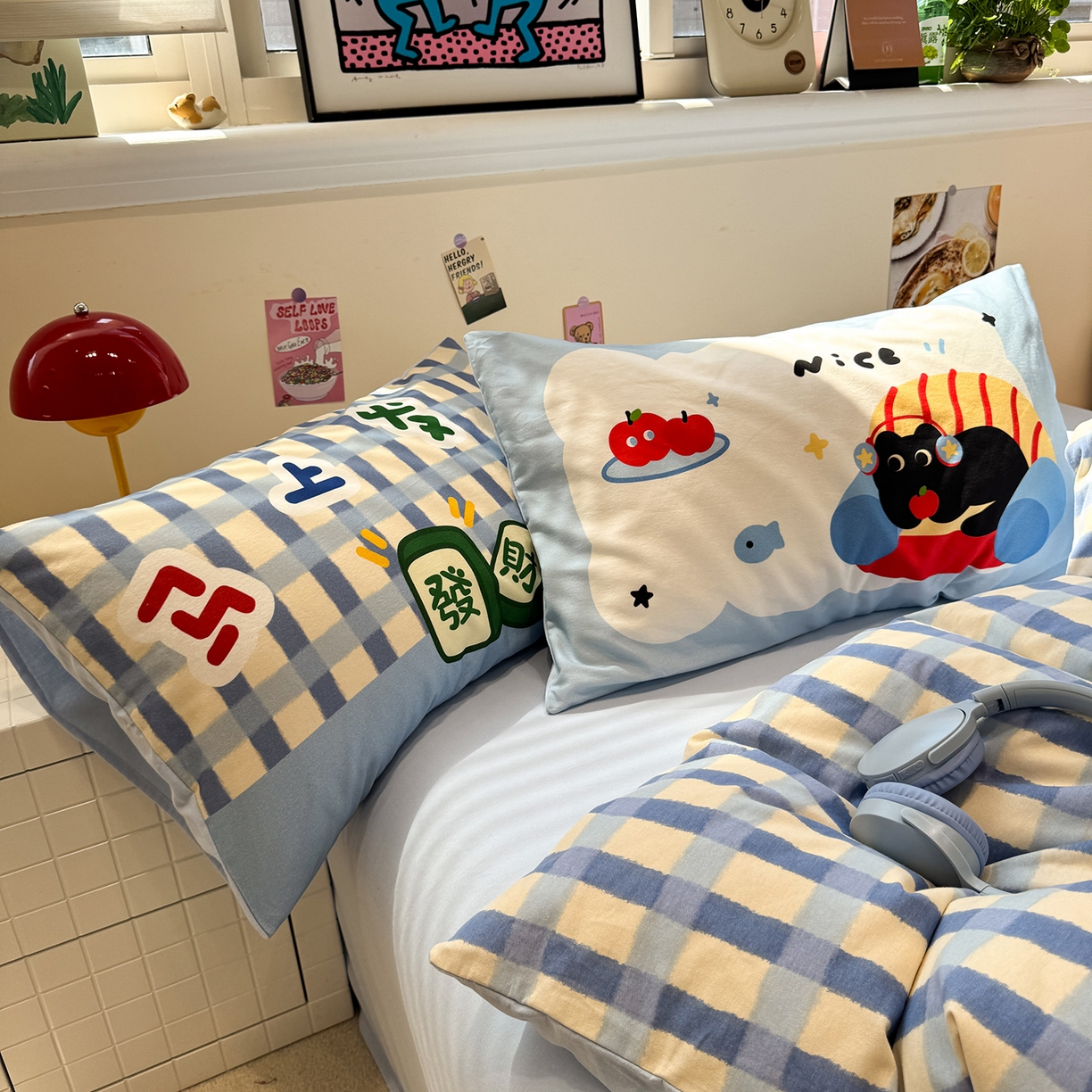 91家纺网 家纺一手货源 找家纺 珺柔家纺 2025新款数码印花枕套全棉磨毛毛巾绣卡通四件套 马上发财