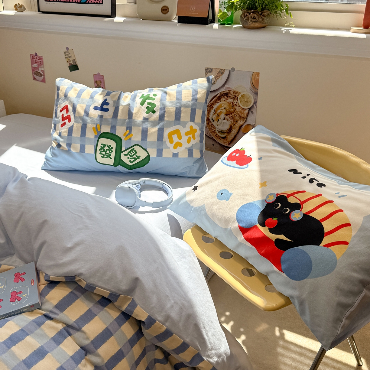 91家纺网 家纺一手货源 找家纺 珺柔家纺 2025新款数码印花枕套全棉磨毛毛巾绣卡通四件套 马上发财