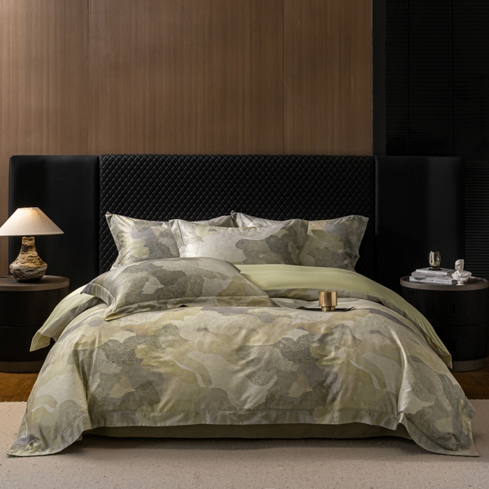 梵克保罗 2025秋冬新款银丝提花加数码印花四件套 夏洛特--绿