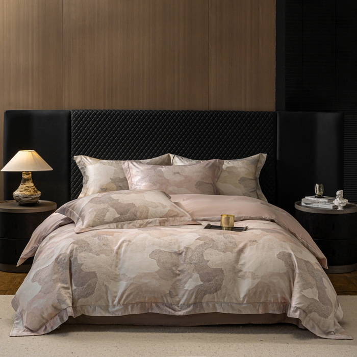 梵克保罗 2025秋冬新款银丝提花加数码印花四件套 夏洛特-粉黛玉