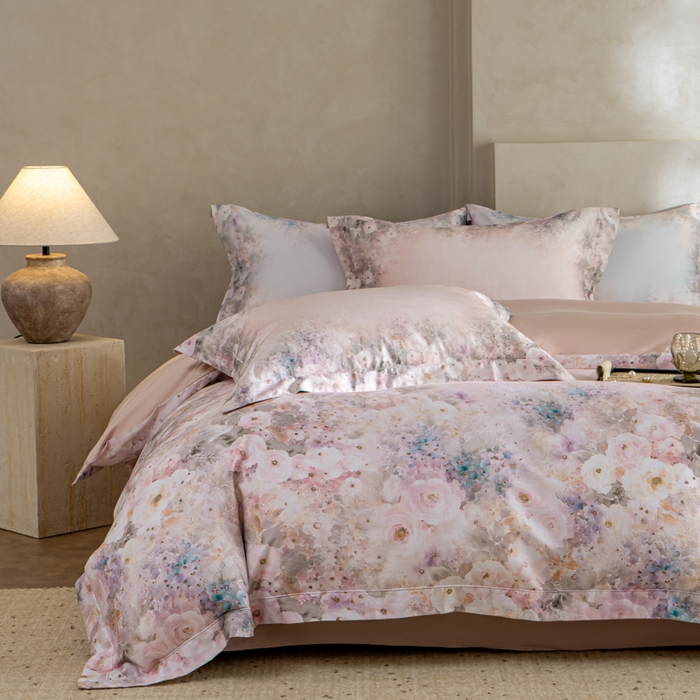 91家纺网 家纺一手货源 找家纺 梵克保罗 2025秋冬新款银丝提花加数码印花四件套 安娜--珍珠粉