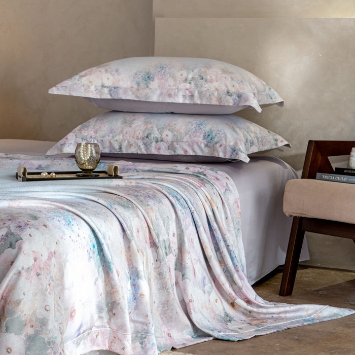 91家纺网 家纺一手货源 找家纺 梵克保罗 2025秋冬新款银丝提花加数码印花四件套 安娜-紫丁香