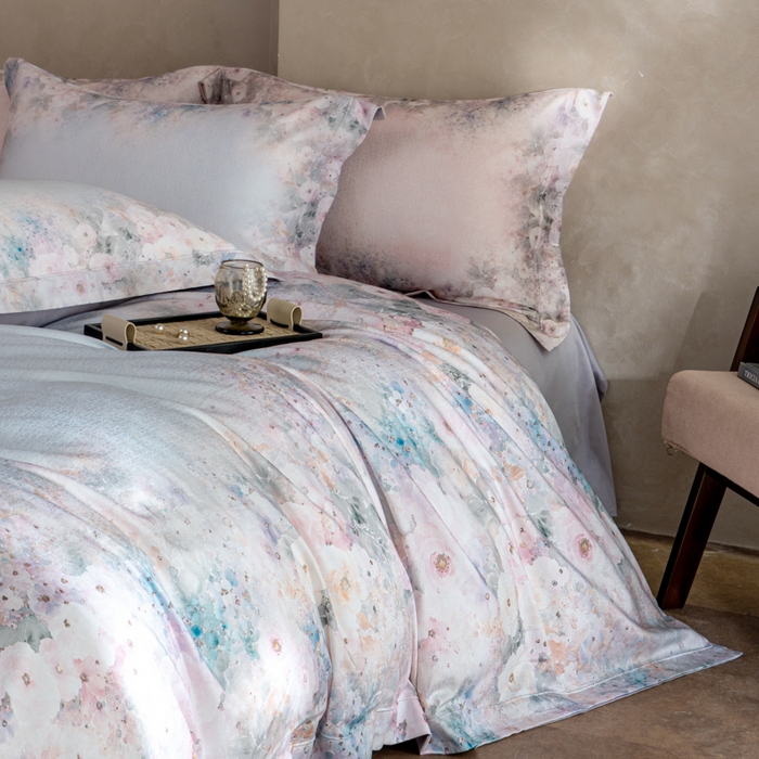 91家纺网 家纺一手货源 找家纺 梵克保罗 2025秋冬新款银丝提花加数码印花四件套 安娜-紫丁香