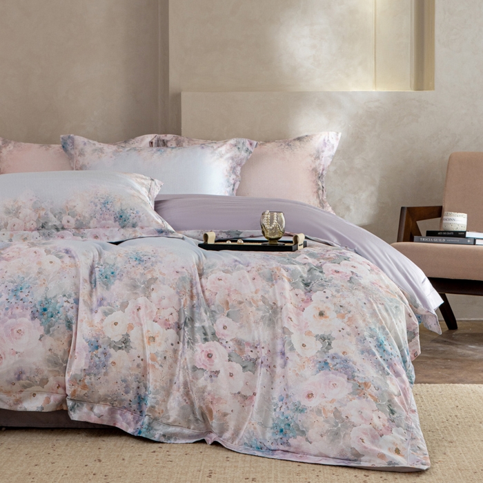 91家纺网 家纺一手货源 找家纺 梵克保罗 2025秋冬新款银丝提花加数码印花四件套 安娜-紫丁香