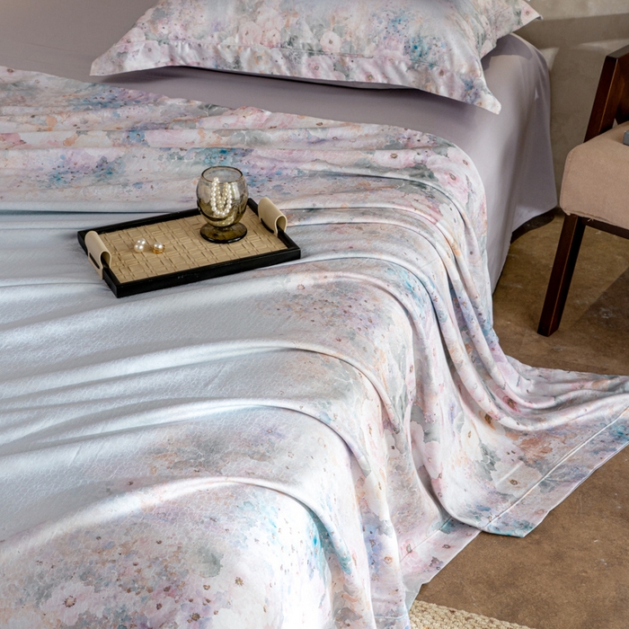 91家纺网 家纺一手货源 找家纺 梵克保罗 2025秋冬新款银丝提花加数码印花四件套 安娜-紫丁香