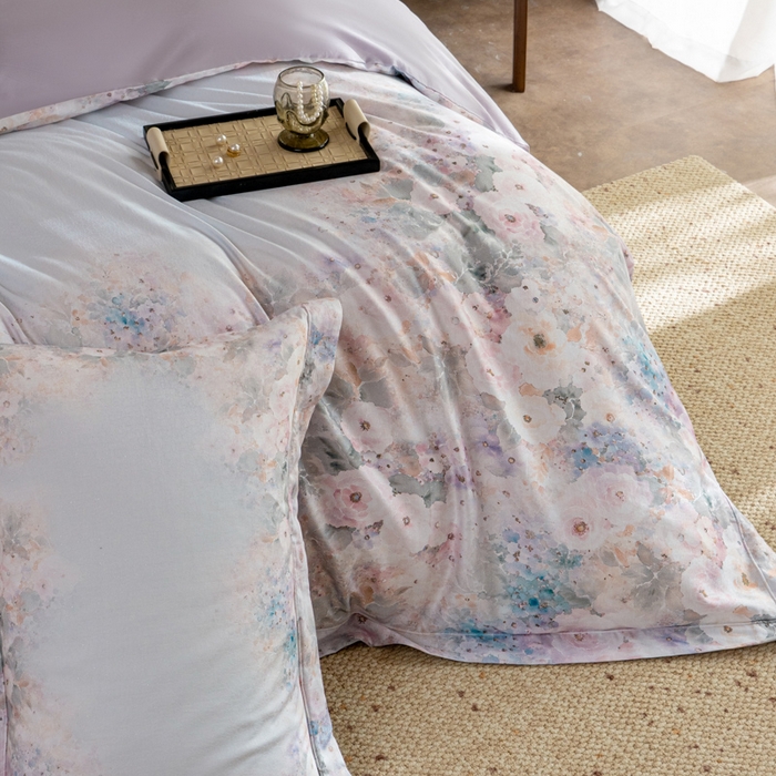 91家纺网 家纺一手货源 找家纺 梵克保罗 2025秋冬新款银丝提花加数码印花四件套 安娜-紫丁香