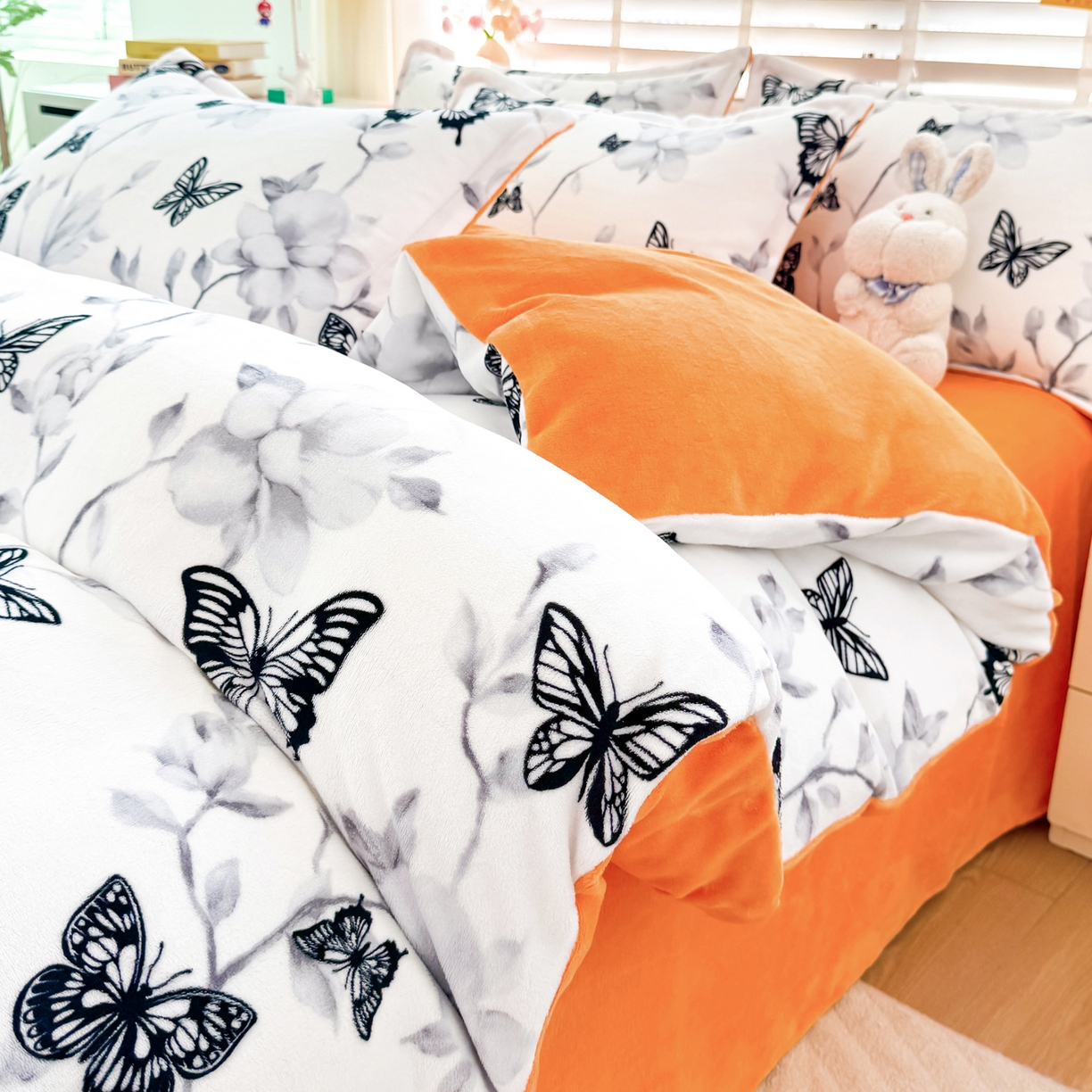 坦客毯业 2025新款印花牛奶绒四件套 蝶恋