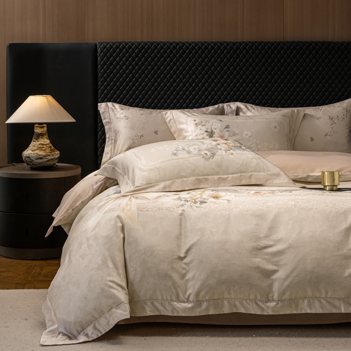 91家纺网 家纺一手货源 找家纺 梵克保罗 2025秋冬新款银丝提花加数码印花四件套 艾琳娜