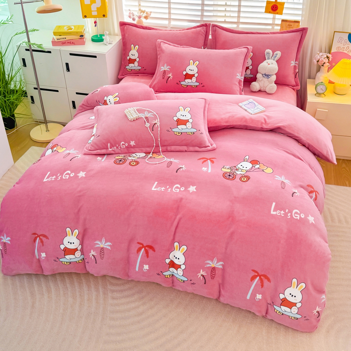 91家纺网 家纺一手货源 找家纺 坦客毯业 2025新款印花牛奶绒四件套 萌宠