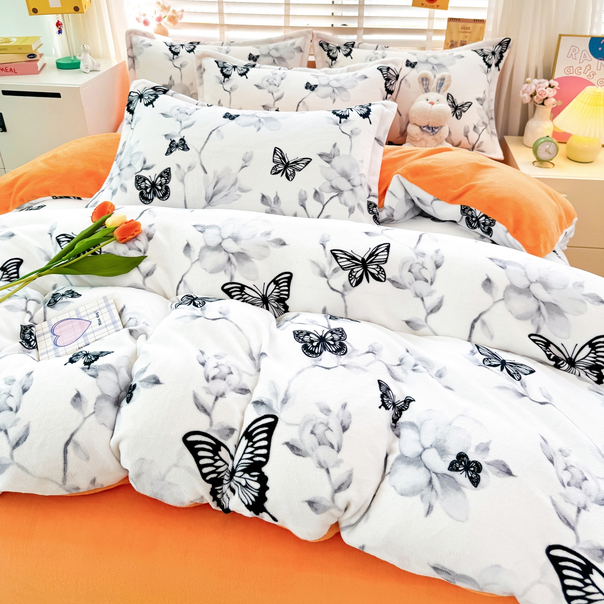 91家纺网 家纺一手货源 找家纺 坦客毯业 2025新款印花牛奶绒四件套 蝶恋