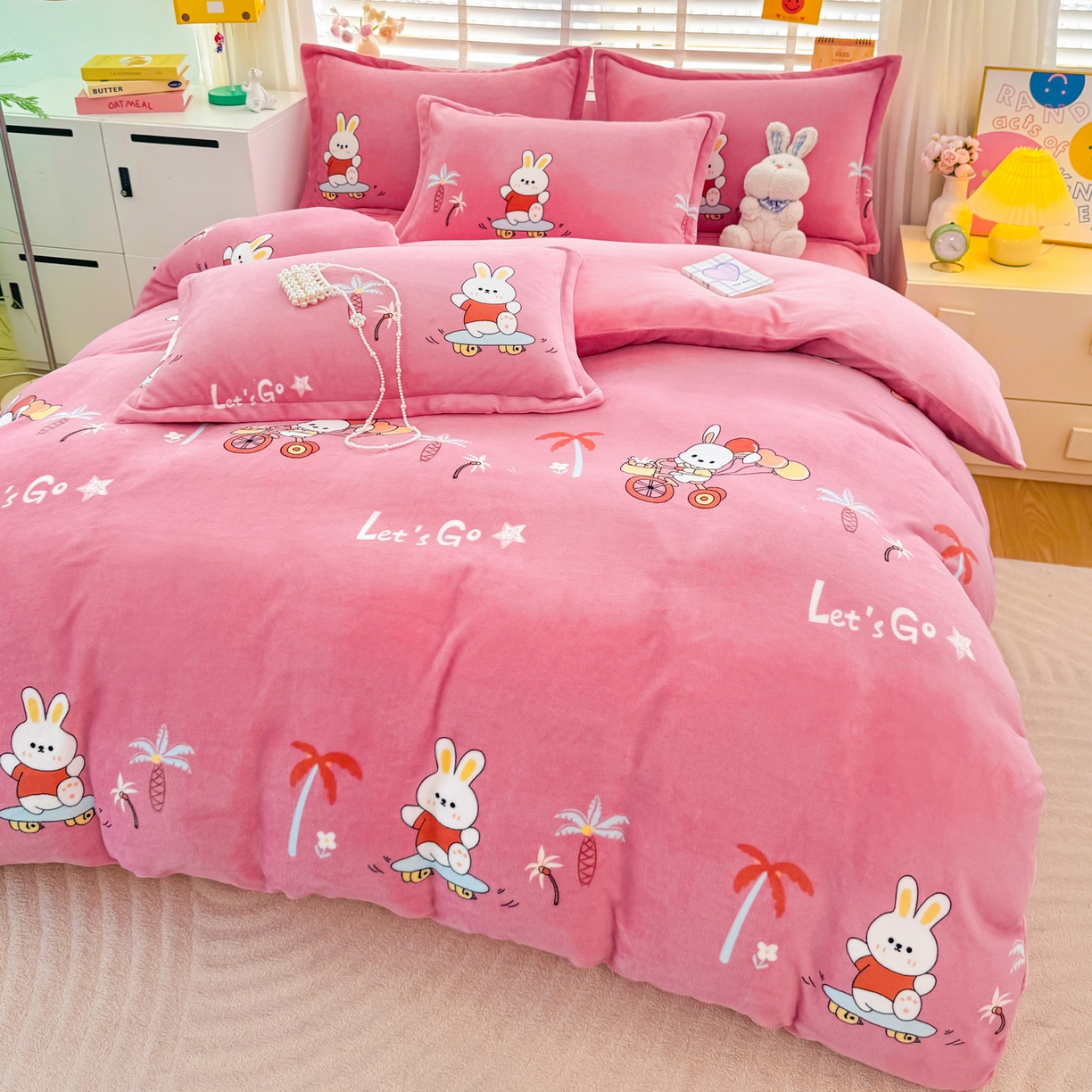 91家纺网 家纺一手货源 找家纺 坦客毯业 2025新款印花牛奶绒四件套 萌宠