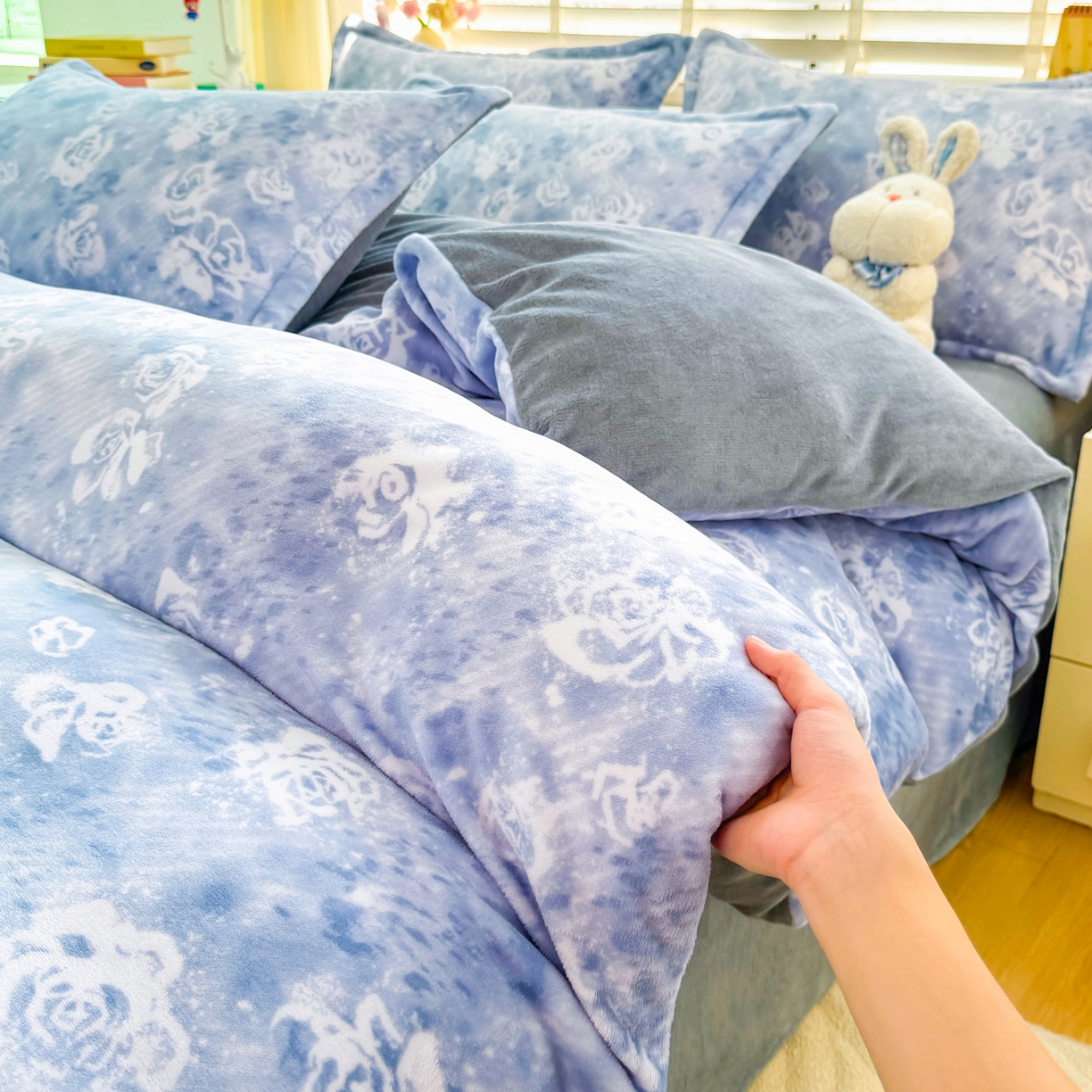 91家纺网 家纺一手货源 找家纺 坦客毯业 2025新款印花牛奶绒四件套 江南