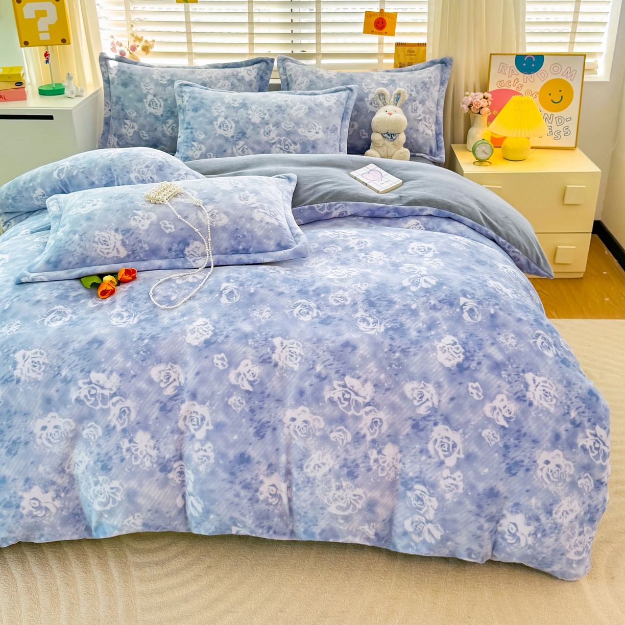 91家纺网 家纺一手货源 找家纺 坦客毯业 2025新款印花牛奶绒四件套 江南