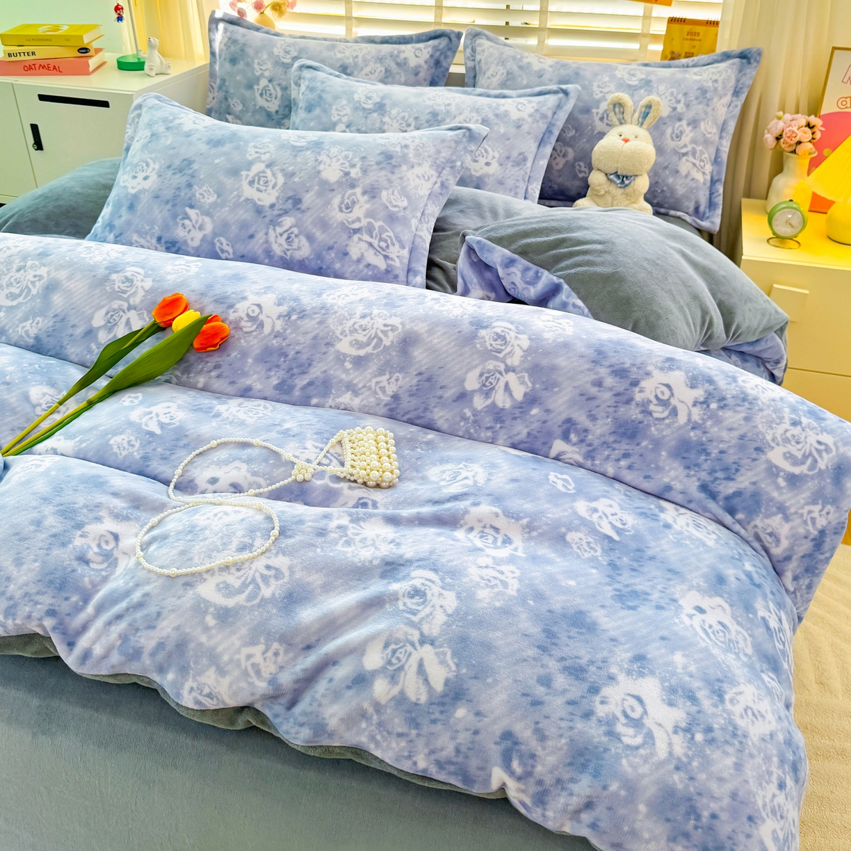 91家纺网 家纺一手货源 找家纺 坦客毯业 2025新款印花牛奶绒四件套 江南