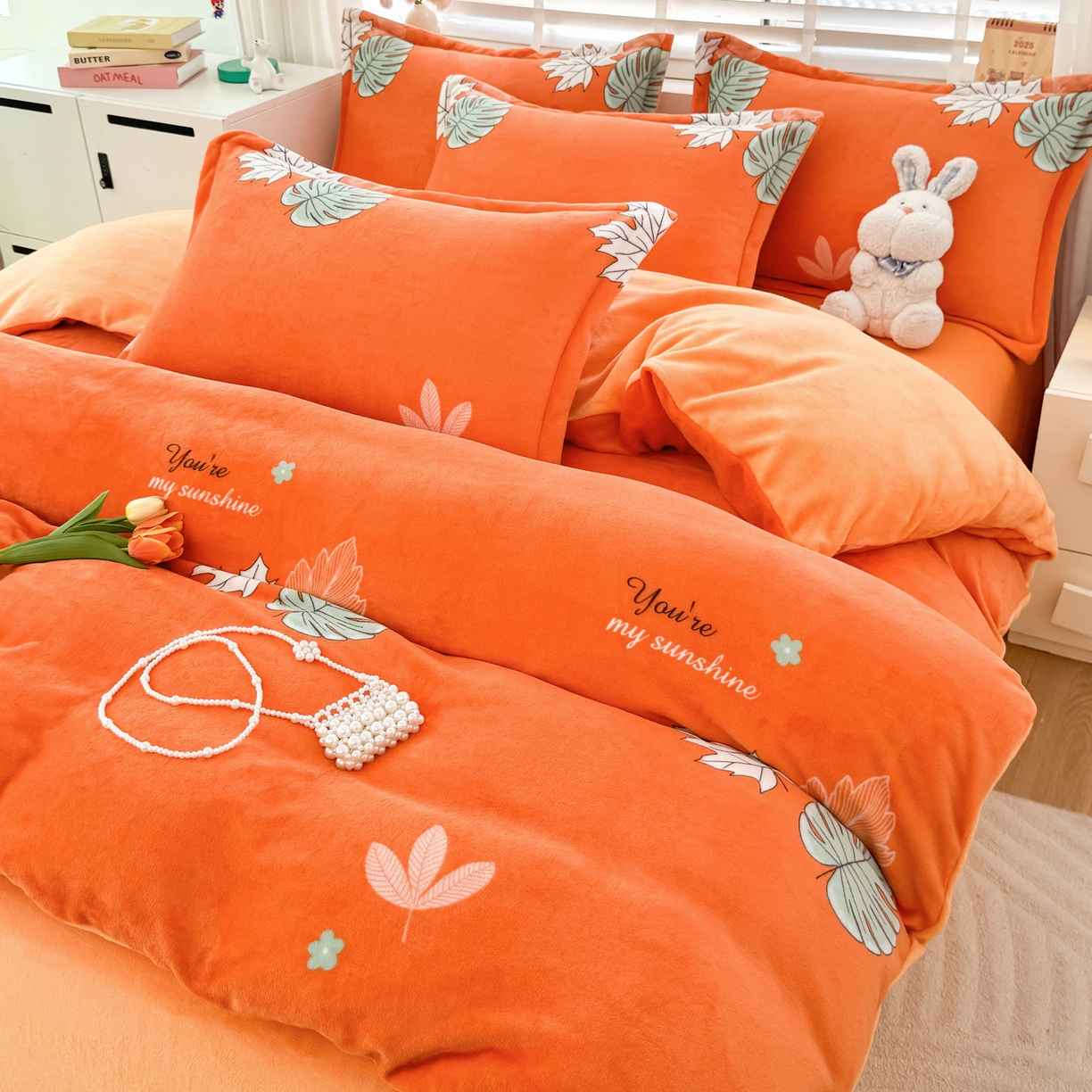 91家纺网 家纺一手货源 找家纺 坦客毯业 2025新款印花牛奶绒四件套 春晓