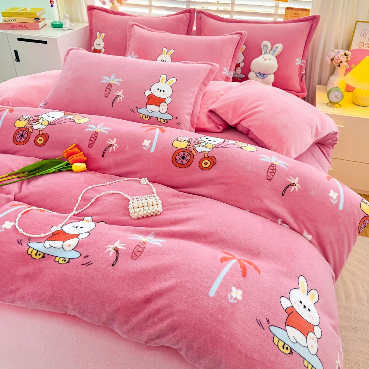 91家纺网 家纺一手货源 找家纺 坦客毯业 2025新款印花牛奶绒四件套 萌宠