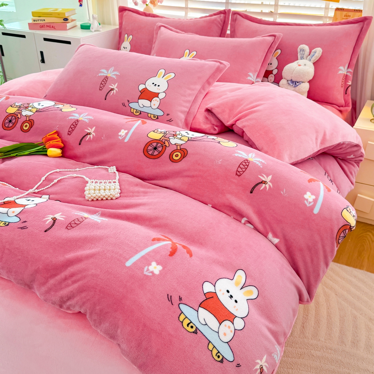 91家纺网 家纺一手货源 找家纺 坦客毯业 2025新款印花牛奶绒四件套 萌宠