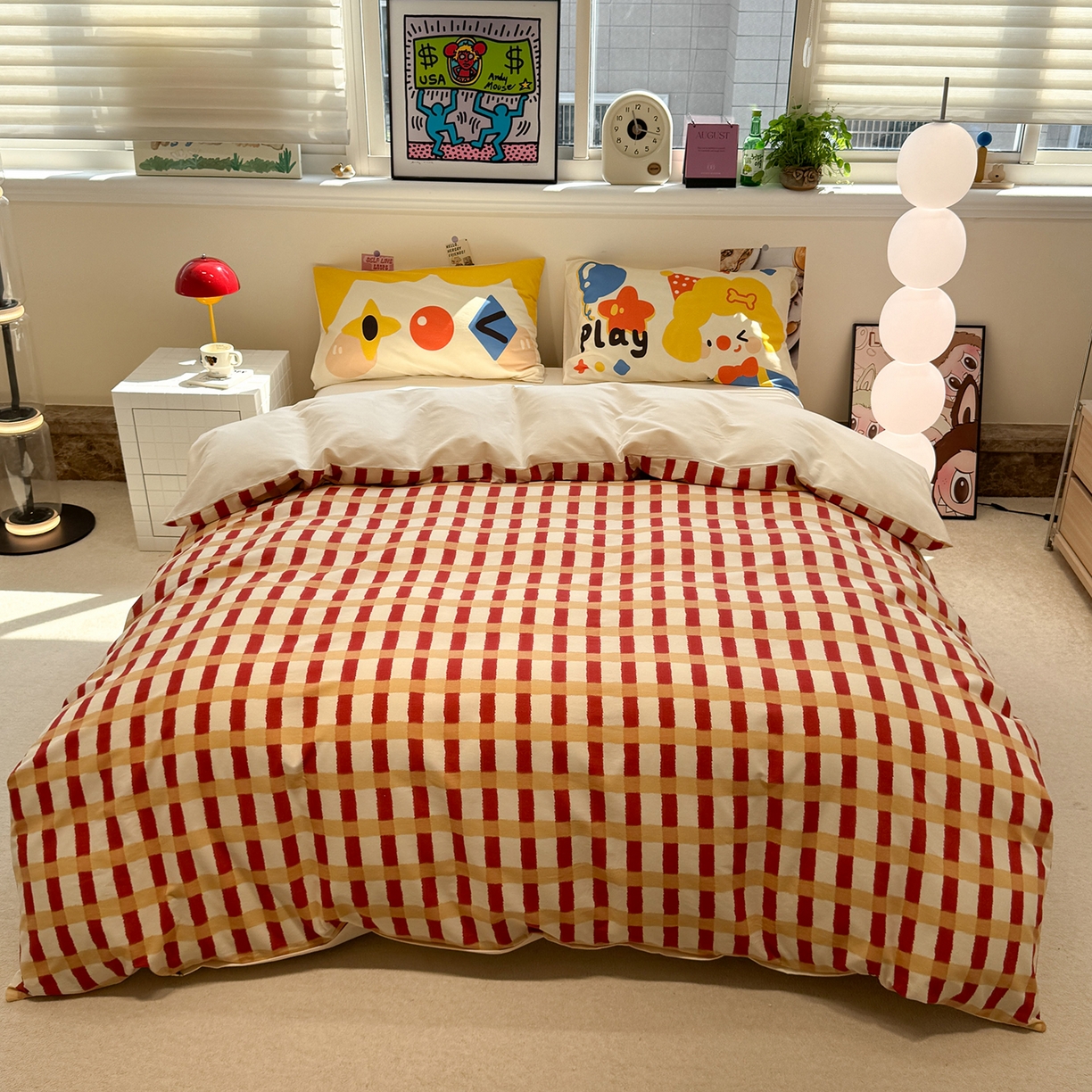 珺柔家纺 2025新款数码印花枕套全棉磨毛毛巾绣卡通四件套 圣诞小丑