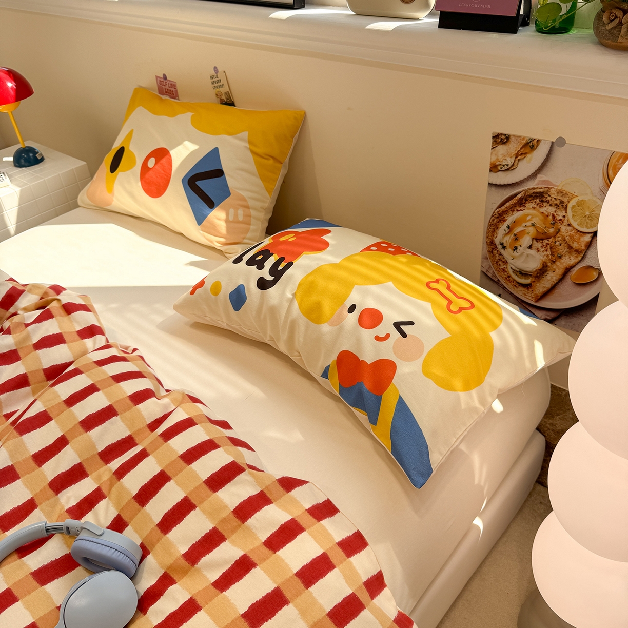 91家纺网 家纺一手货源 找家纺 珺柔家纺 2025新款数码印花枕套全棉磨毛毛巾绣卡通四件套 圣诞小丑