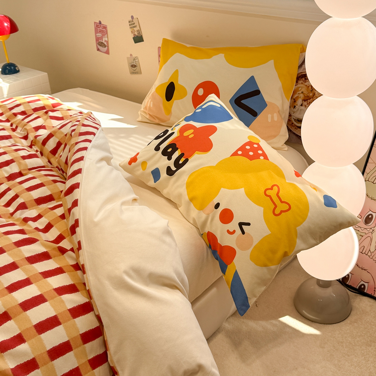 91家纺网 家纺一手货源 找家纺 珺柔家纺 2025新款数码印花枕套全棉磨毛毛巾绣卡通四件套 圣诞小丑