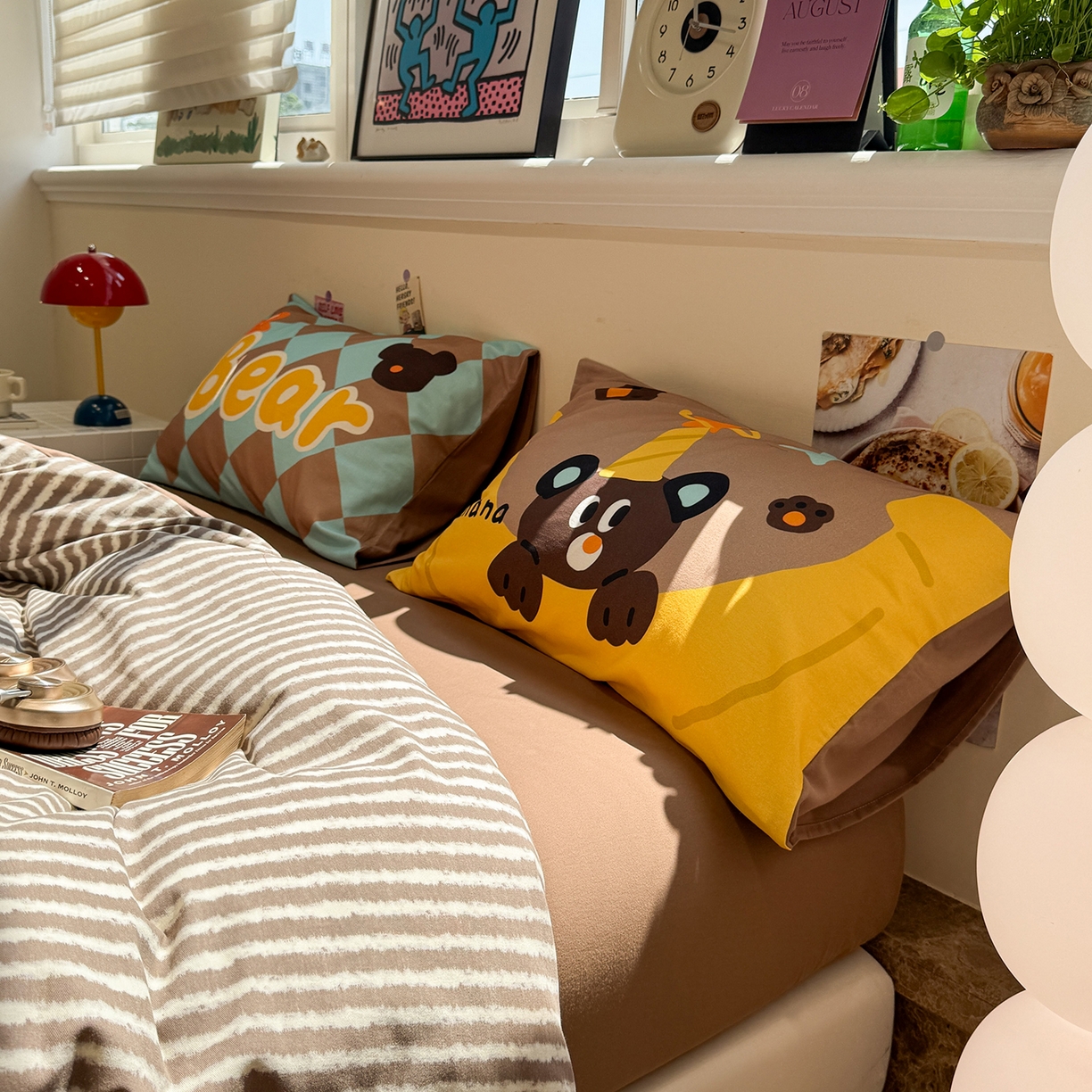 91家纺网 家纺一手货源 找家纺 珺柔家纺 2025新款数码印花枕套全棉磨毛毛巾绣卡通四件套 香蕉熊