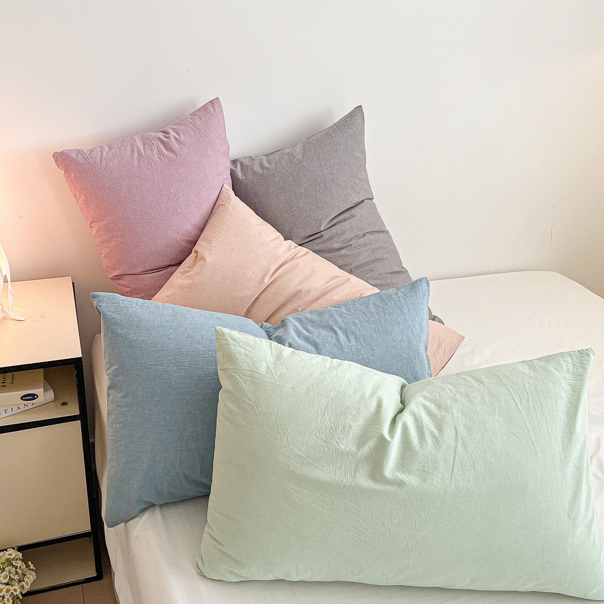 91家纺网 家纺一手货源 找家纺 梦洋家纺 2025新款全棉色织水洗棉夹棉床笠 组合图