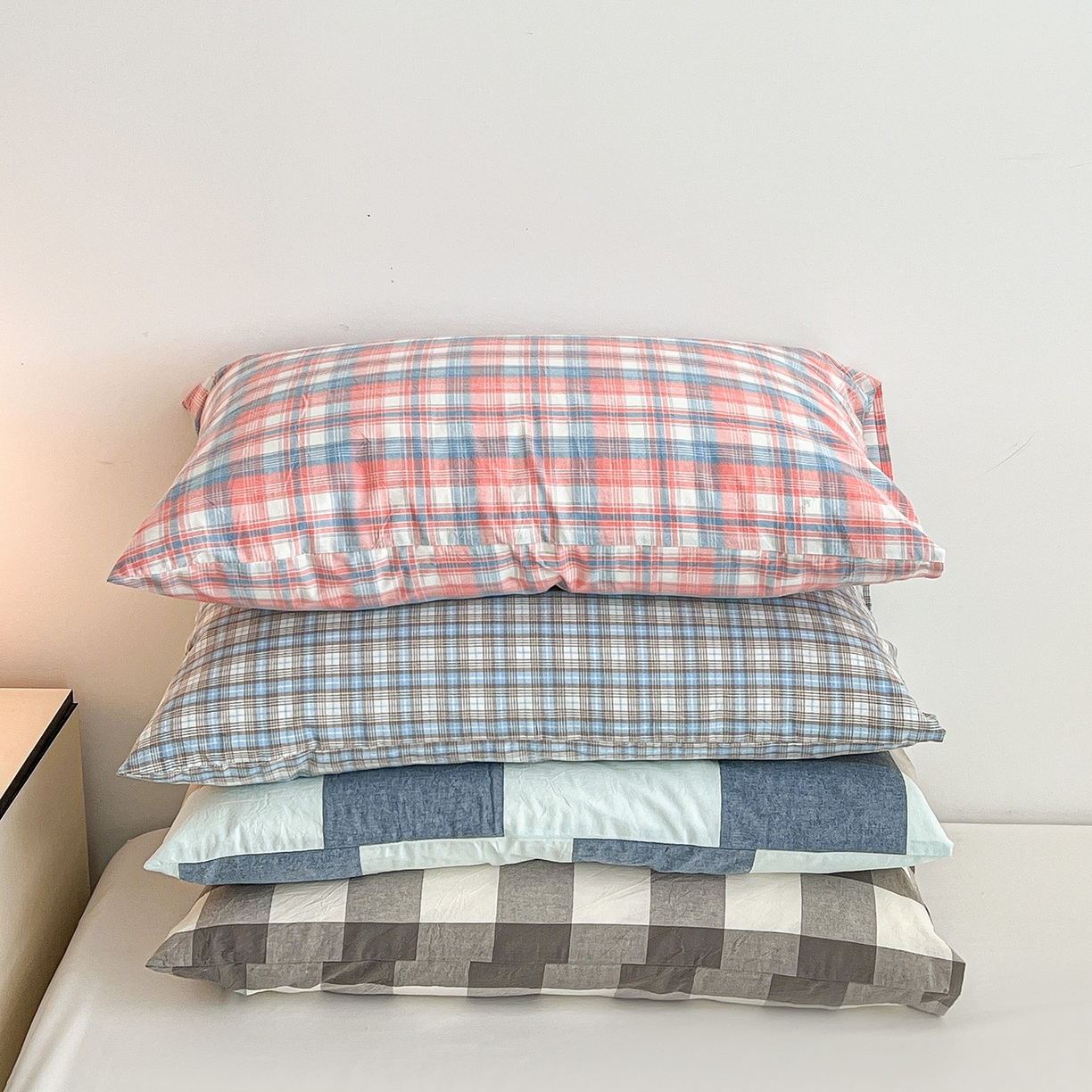 91家纺网 家纺一手货源 找家纺 梦洋家纺 2025新款全棉色织水洗棉夹棉床笠 组合图