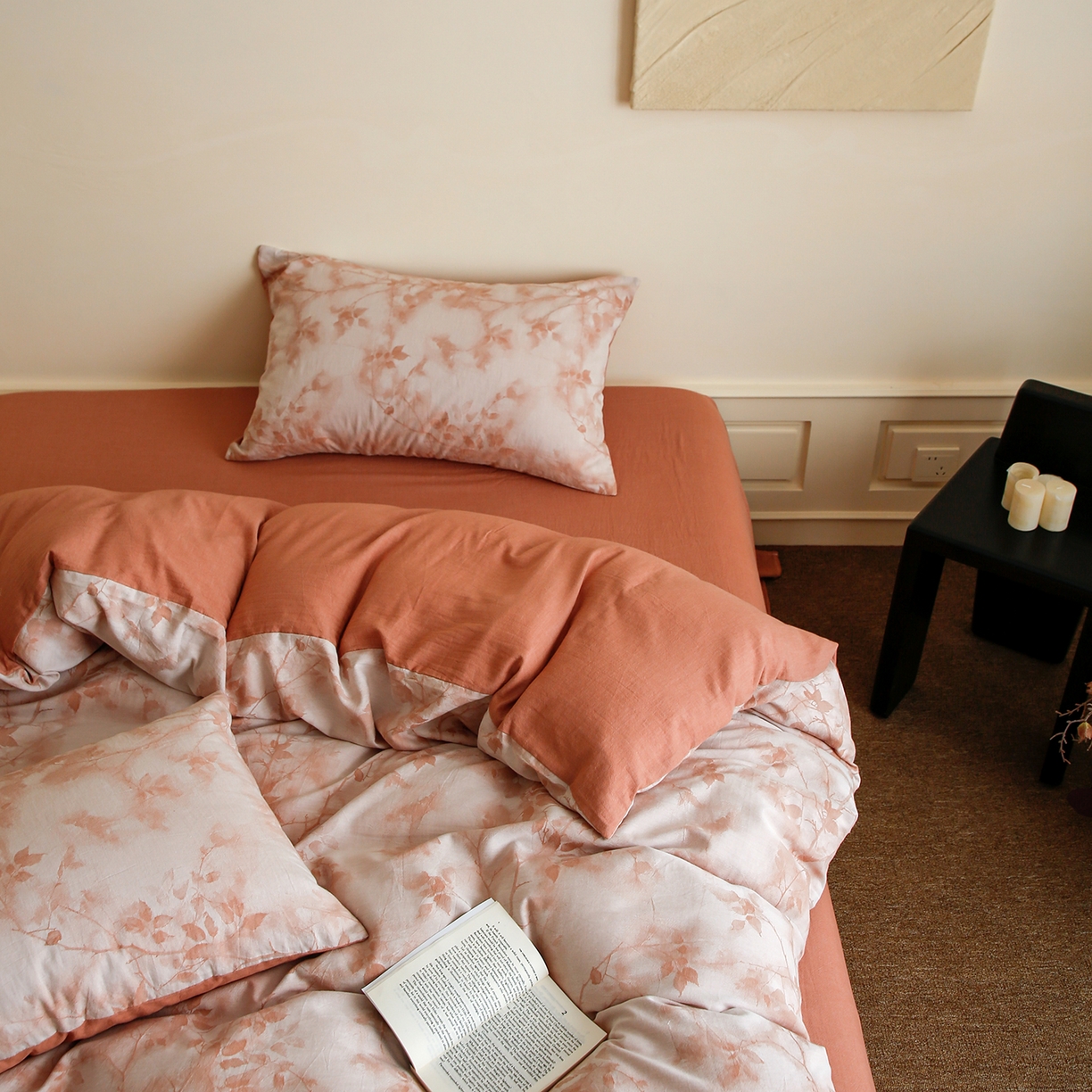 91家纺网 家纺一手货源 找家纺 梵克保罗 2025秋冬新款全棉色织大提花四件套 流金岁月-西柚红