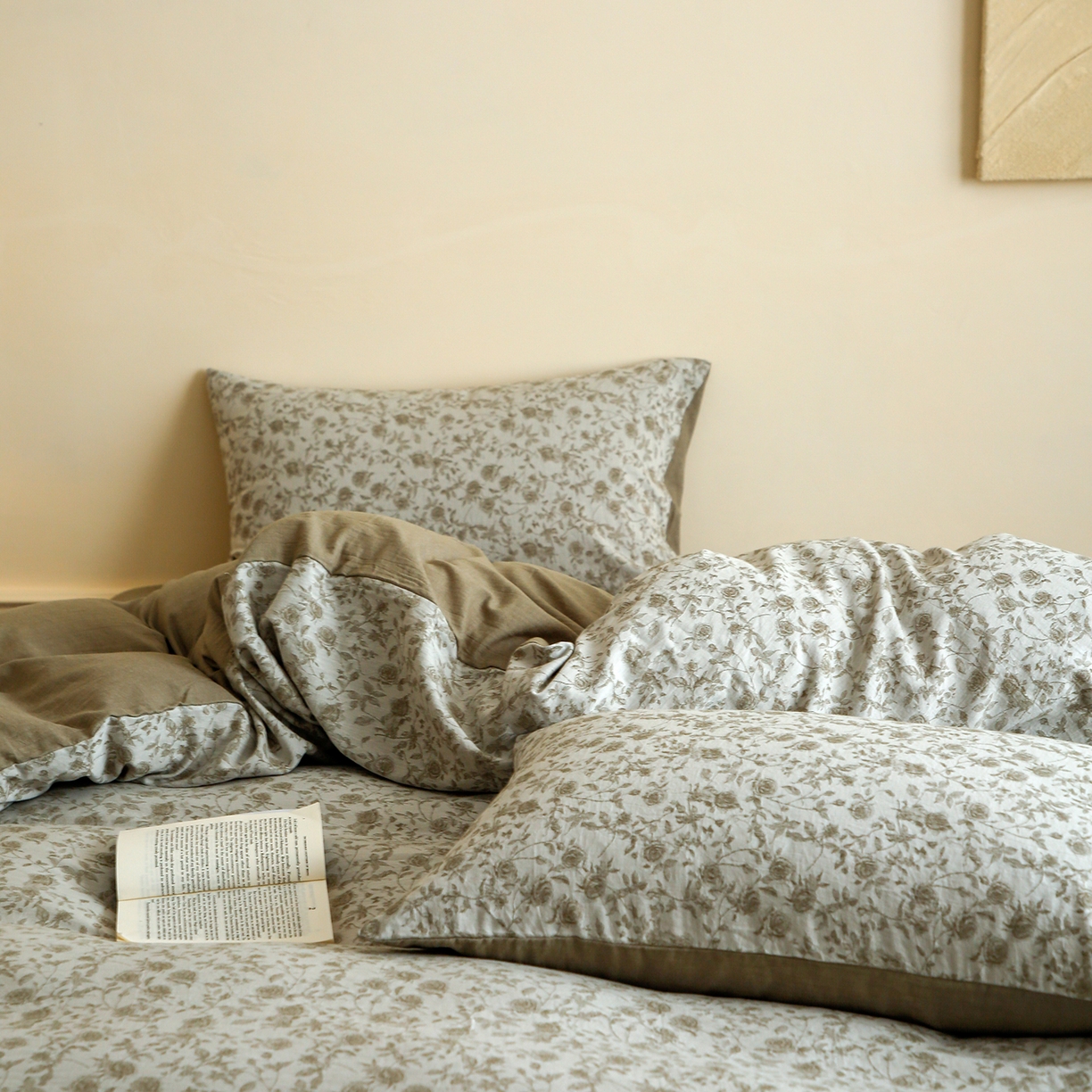 91家纺网 家纺一手货源 找家纺 梵克保罗 2025秋冬新款全棉色织大提花四件套 苏黎玫瑰-青果绿