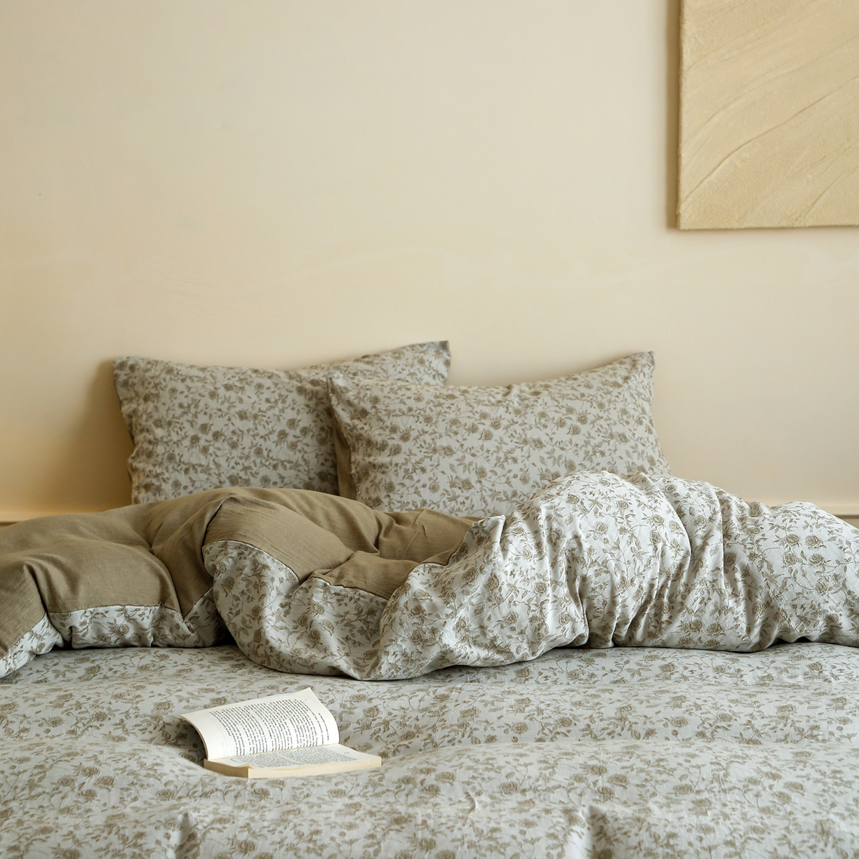 91家纺网 家纺一手货源 找家纺 梵克保罗 2025秋冬新款全棉色织大提花四件套 苏黎玫瑰-青果绿