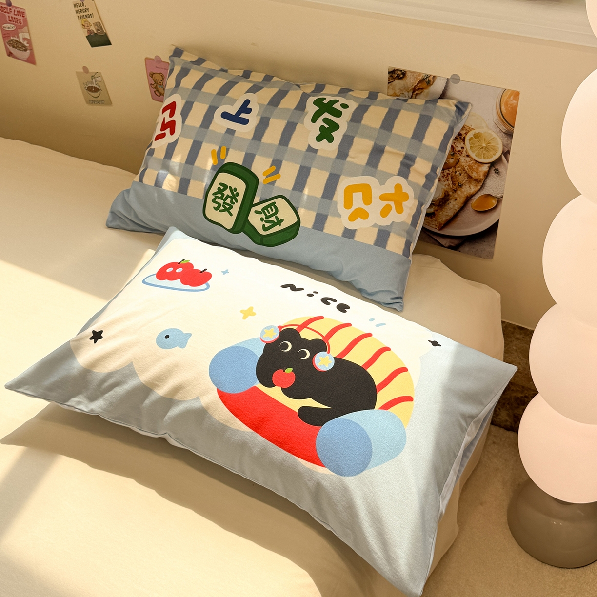 珺柔家纺 2025新款全棉磨毛数码印花枕套 马上发财